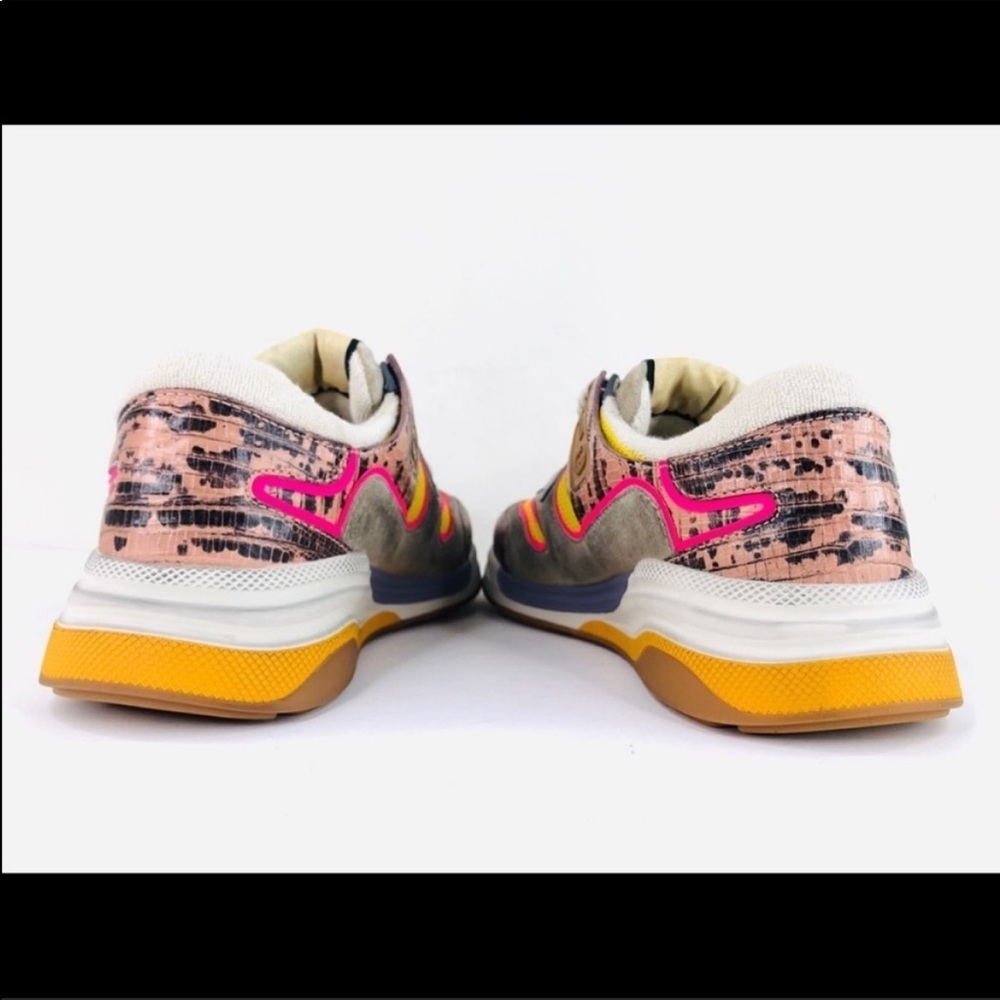 GUCCI Ultrapace Ace Snake Leather Distressed Suede 592348 Women Sneakers 34.5 - Picture 12 of 13